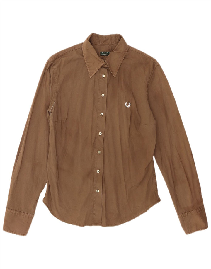 Fred Perry Womens Shirt UK 18 XL Brown Cotton