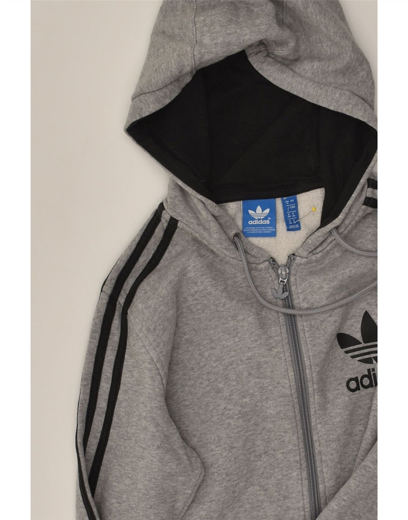 ADIDAS Womens Graphic Zip Hoodie Sweater UK 8 Small Grey | Vintage Adidas | Thrift | Second-Hand Adidas | Used Clothing | Messina Hembry 