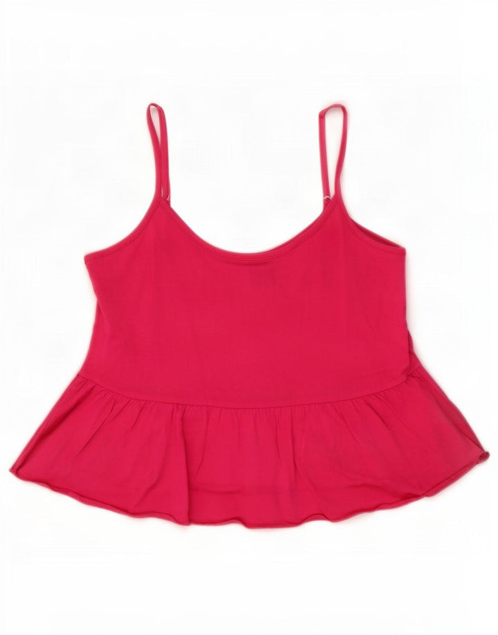Benetton Womens Cami Top UK 6 XS Pink Cotton