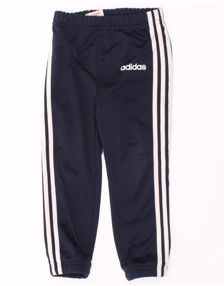 Adidas Boys Tracksuit Trousers Joggers 2-3 Years Navy Blue Polyester