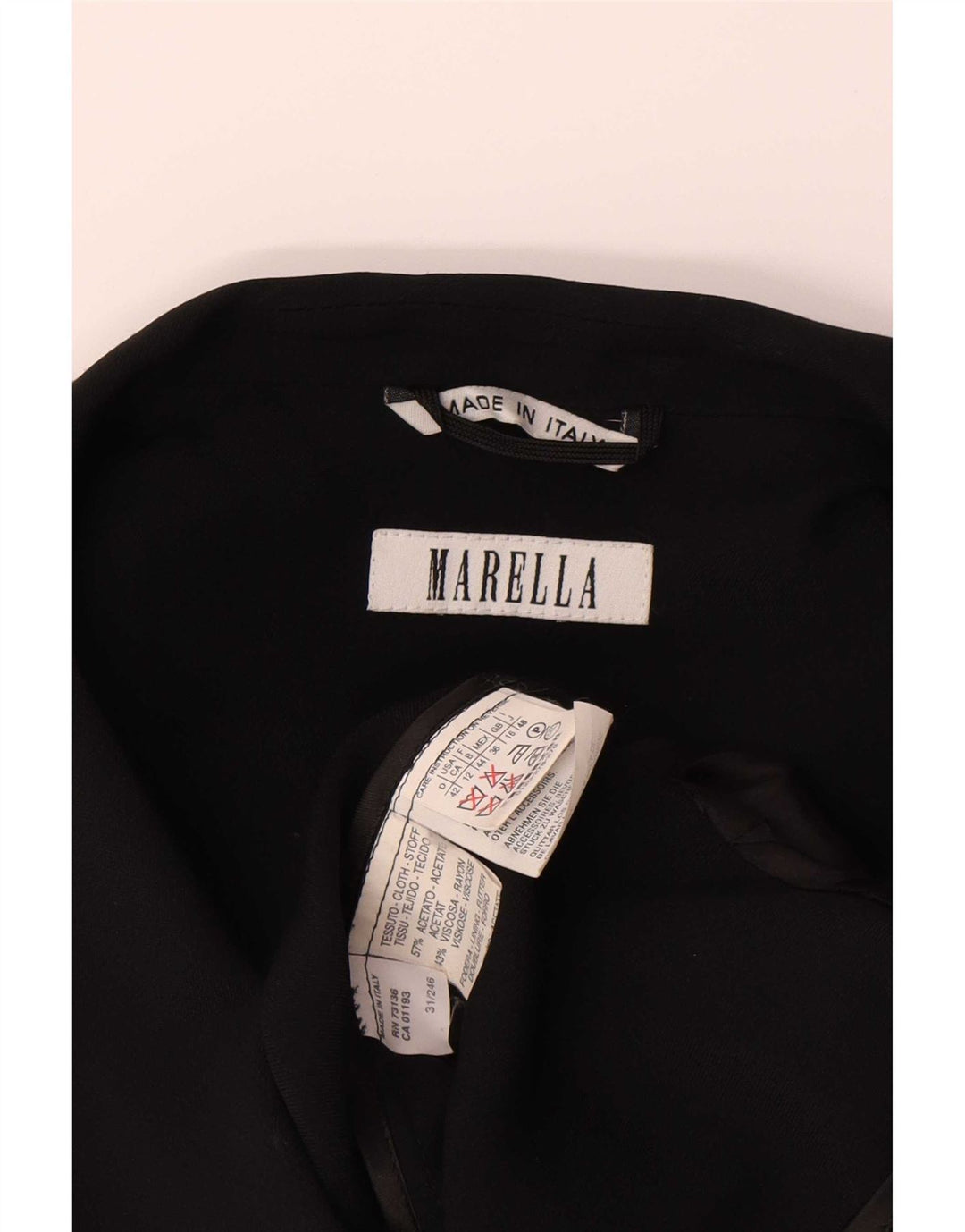 Marella Womens 3/4 Sleeve Blazer Jacket UK 16 Large Black Acetate