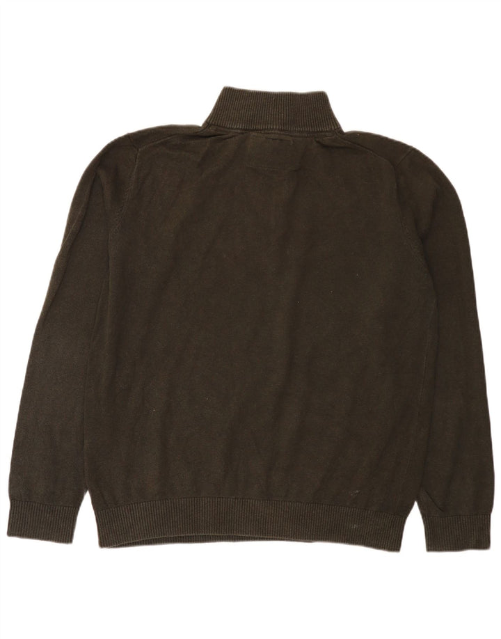 Joules Mens Zip Neck Jumper Sweater Large Green Cotton