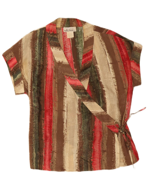 Vintage Womens Wrap Blouse Top IT 42 Medium Multicoloured Striped Silk