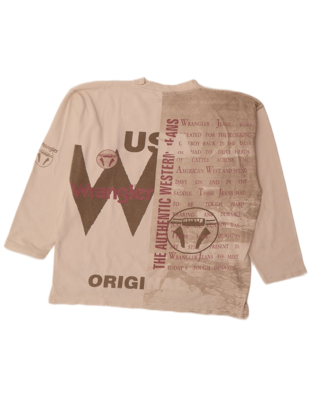 Wrangler Mens Graphic Top Long Sleeve Large White