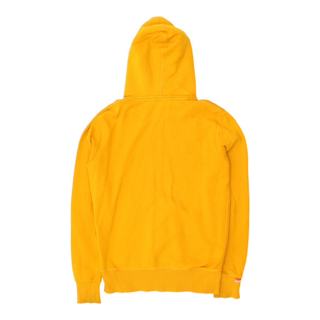 Superdry Mens Yellow Spell Out Logo Pullover Hoodie | Vintage Designer Hoody VTG | Vintage Messina Hembry | Thrift | Second-Hand Messina Hembry | Used Clothing | Messina Hembry 