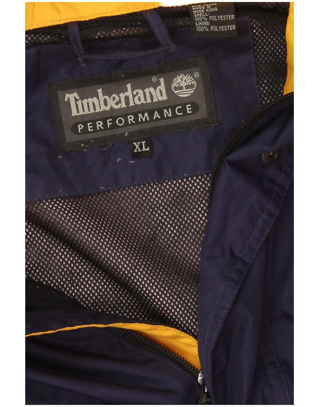 Timberland Mens Hooded Rain Jacket UK 42 XL Navy Blue Colourblock Polyester