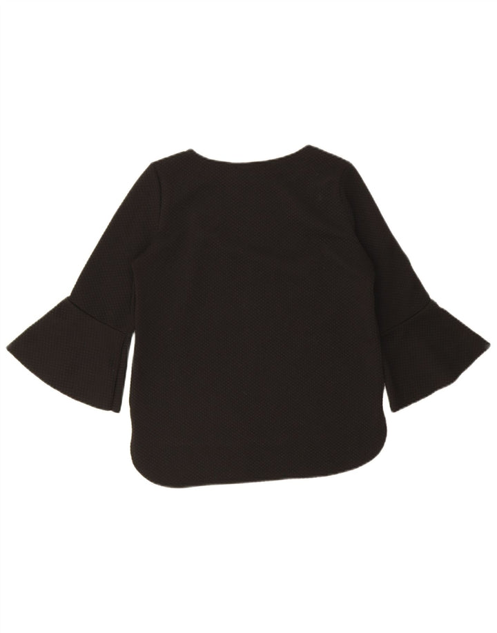 Zara Womens Top 3/4 Sleeve UK 10 Small Black Polyester