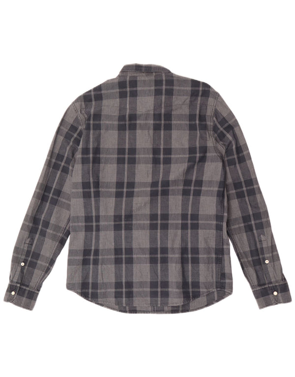 Lee Mens Slim Fit Shirt Large Grey Check Cotton