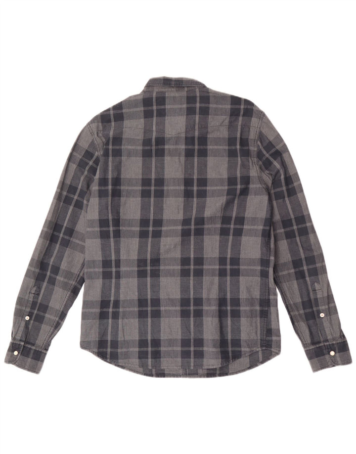 Lee Mens Slim Fit Shirt Large Grey Check Cotton