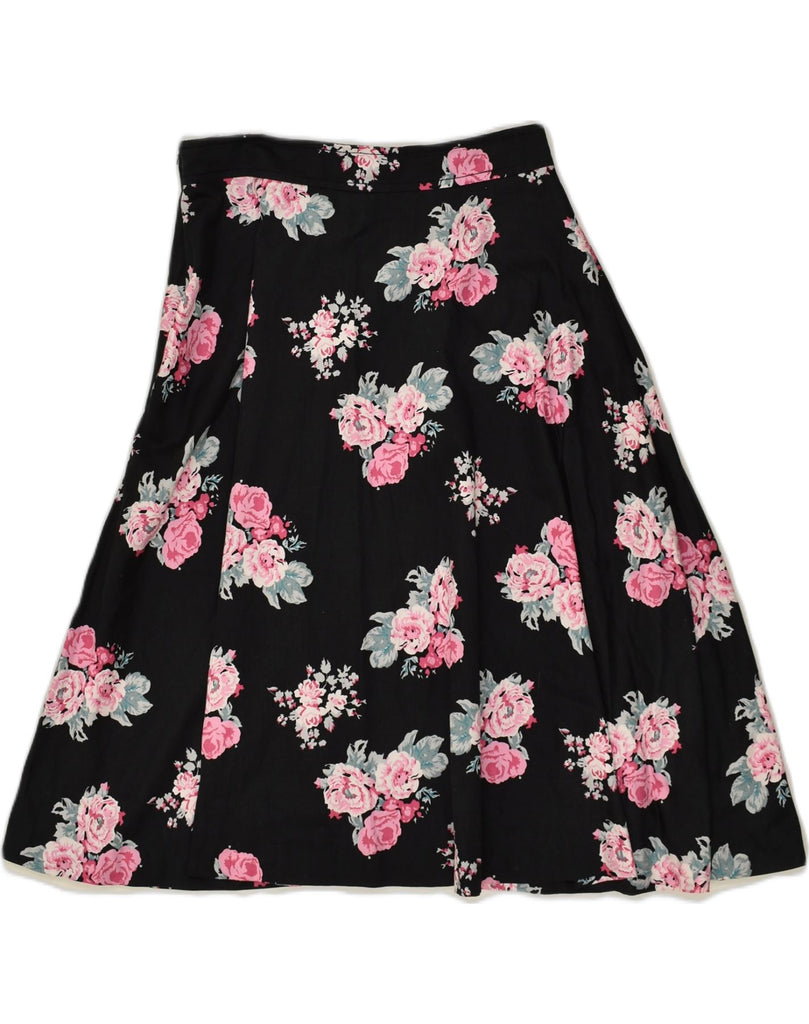 VINTAGE Womens A-Line Skirt IT 38 XS W28 Black Floral | Vintage Vintage | Thrift | Second-Hand Vintage | Used Clothing | Messina Hembry 