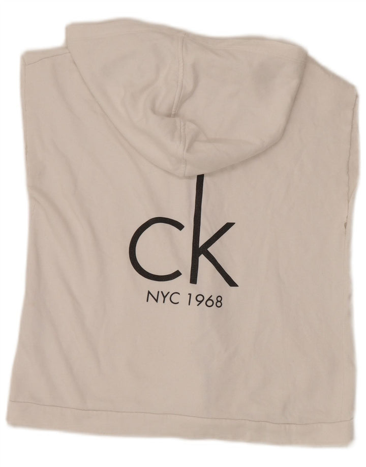 Calvin Klein Womens Graphic Zip Hoodie Sweater UK 12 Medium White