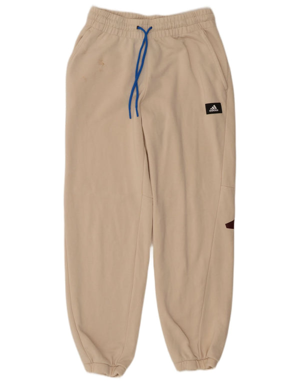 Adidas Mens Graphic Tracksuit Trousers Joggers Medium Beige Cotton