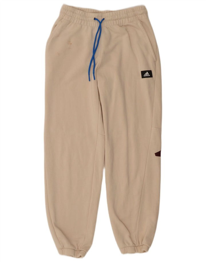 Adidas Mens Graphic Tracksuit Trousers Joggers Medium Beige Cotton