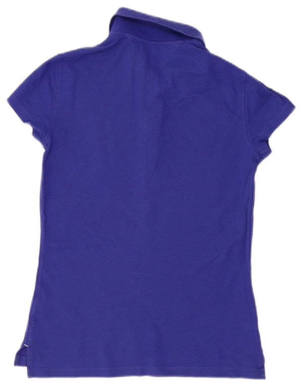 Tommy Hilfiger Womens Slim Fit Polo Shirt UK 10 Small Blue Cotton