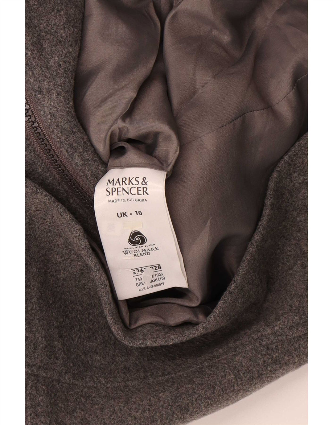 Marks & Spencer Womens Oversized Bomber Jacket UK 10 Small Grey Wool