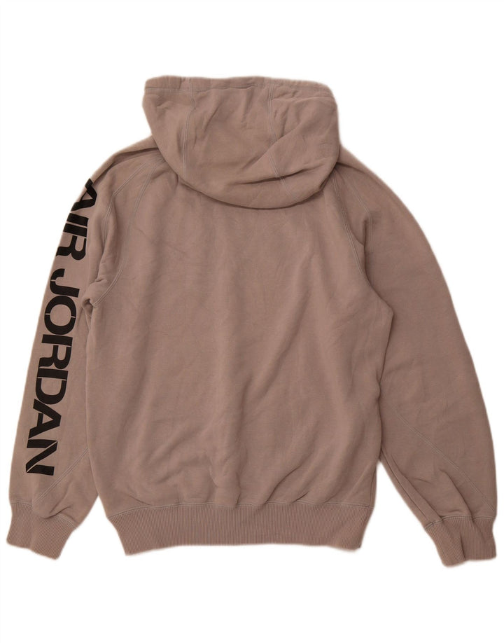 JORDAN Mens Graphic Hoodie Jumper Small Grey Cotton