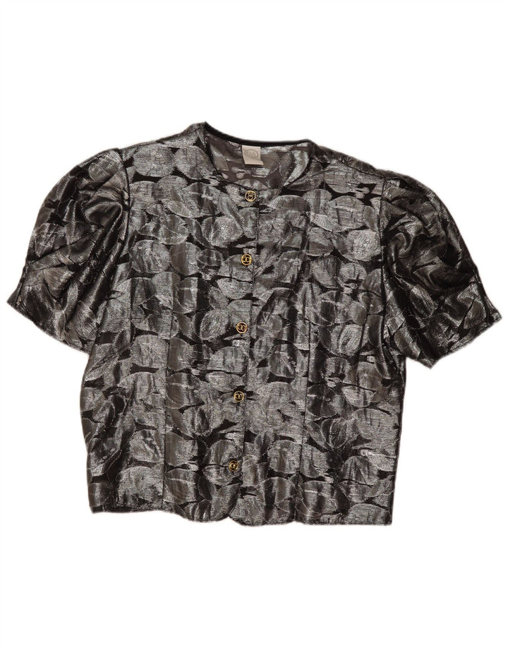 C & A Womens Short Sleeve Abstract Pattern Shirt Blouse IT 48 XL Silver