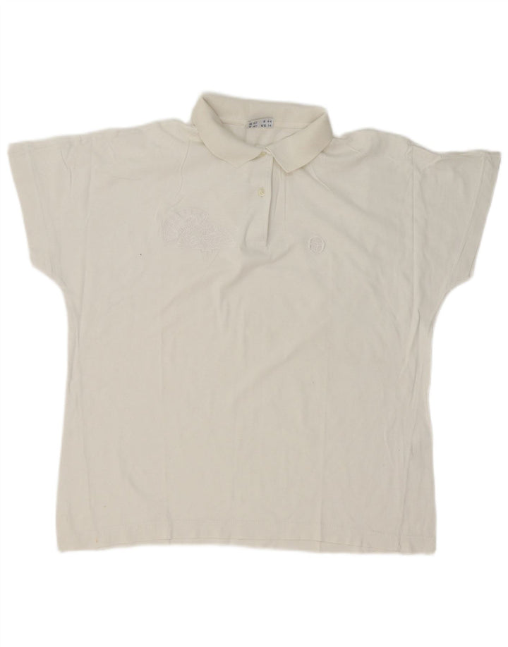 Sergio Tacchini Womens Polo Shirt US 14 XL White Cotton