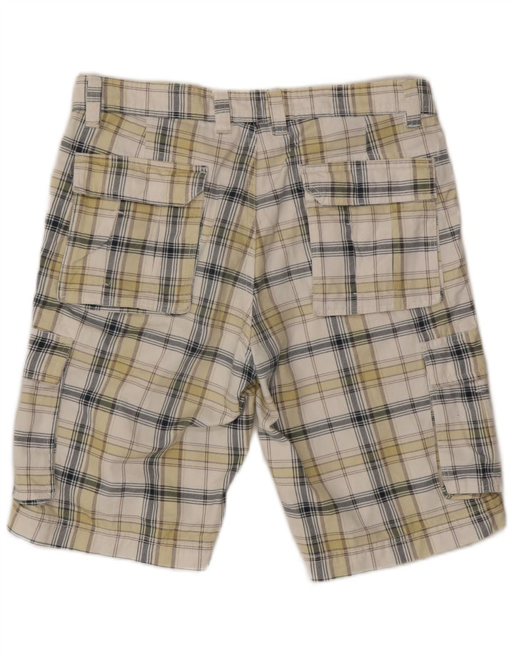 Angelo Litrico Mens Cargo Shorts IT 50 Large W34  White Check Cotton