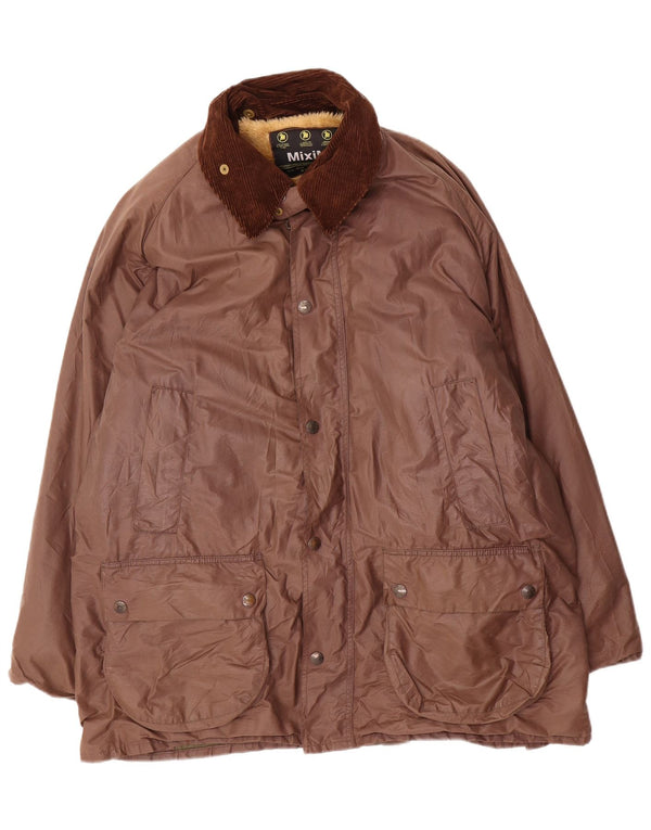 Vintage Mens Loose Fit Waxed Cotton Jacket UK 40 Large Brown