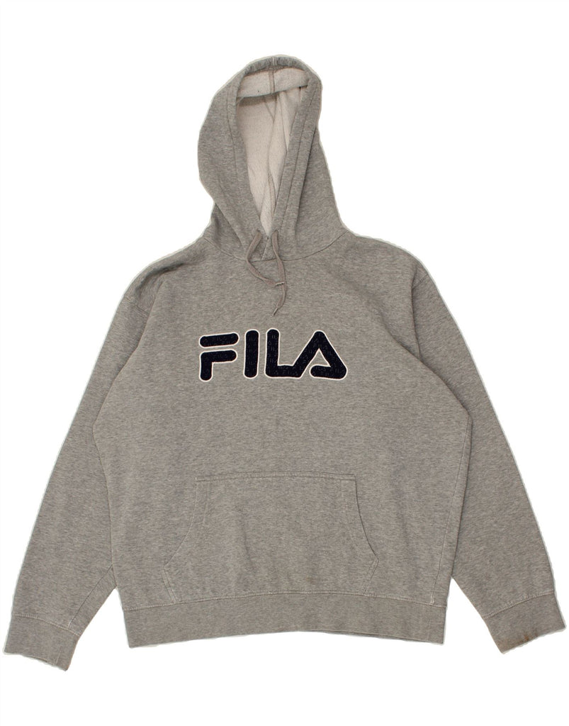 FILA Mens Graphic Hoodie Jumper Large Grey Cotton Vintage Fila and Second-Hand Fila from Messina Hembry 