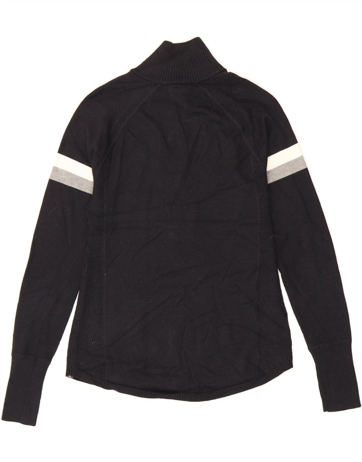EDDIE BAUER Womens Zip Neck Jumper Sweater UK 10 Small Black Colourblock Vintage Eddie Bauer and Second-Hand Eddie Bauer from Messina Hembry 