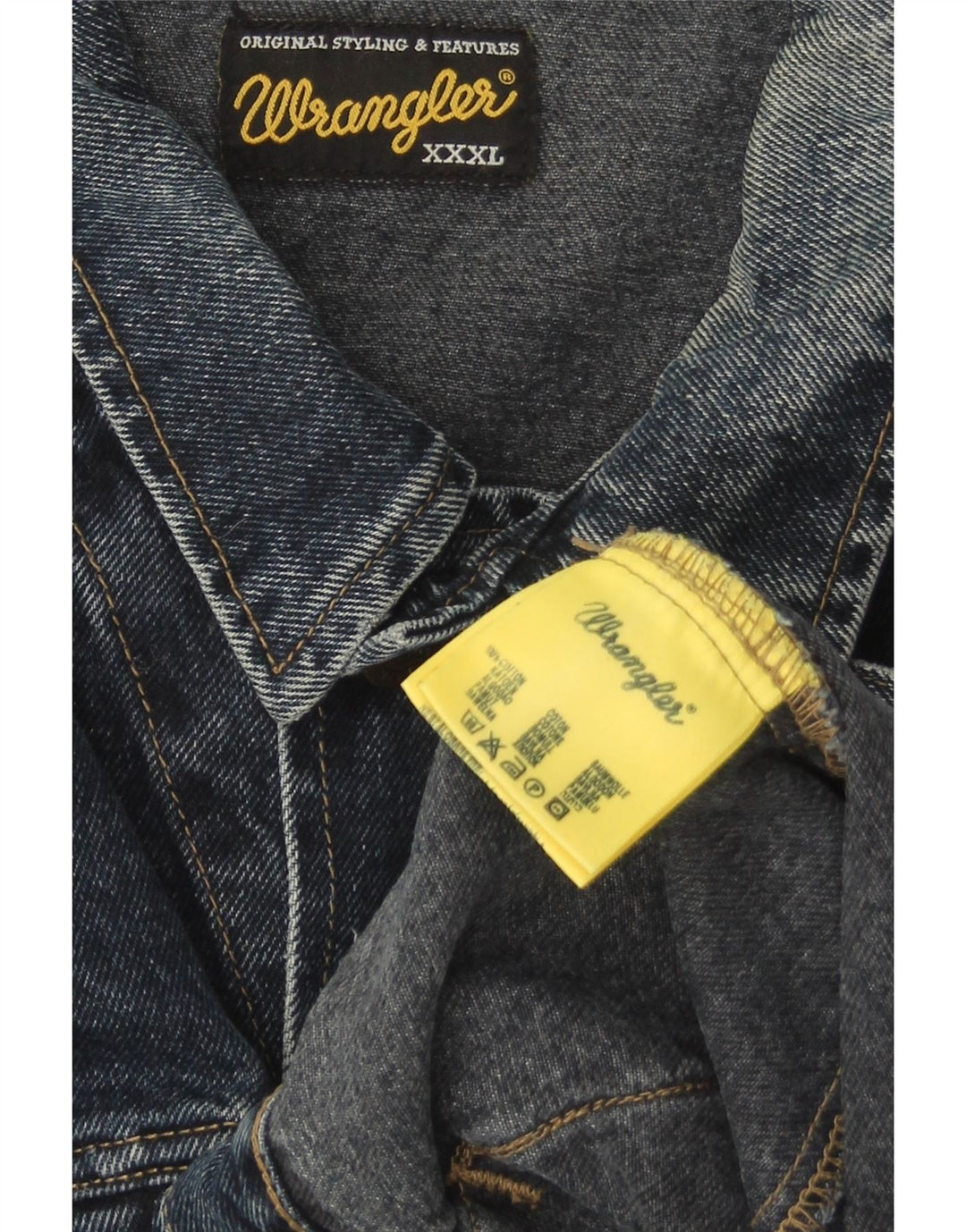 Wrangler Mens Denim Jacket UK 46 3XL Navy Blue Cotton Classic