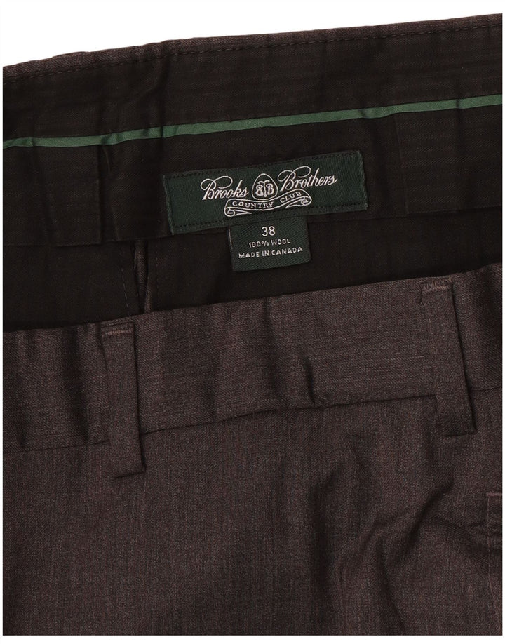 Brooks Brothers Mens Straight Suit Trousers W38 L30 Grey Wool