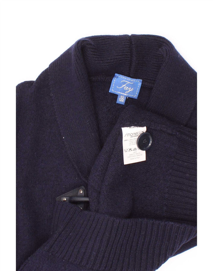 Fay Boys Cardigan Sweater 9-10 Years Navy Blue Wool