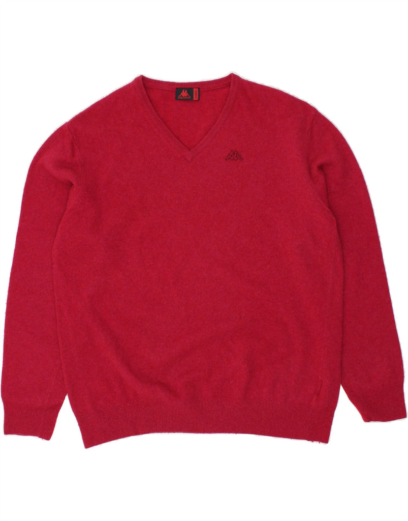 KAPPA Mens V-Neck Jumper Sweater XL Red Lambswool | Vintage Kappa | Thrift | Second-Hand Kappa | Used Clothing | Messina Hembry 
