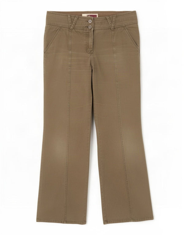 Fat Face Womens Bootcut Chino Trousers UK 14 Large W35 L31 Beige Cotton