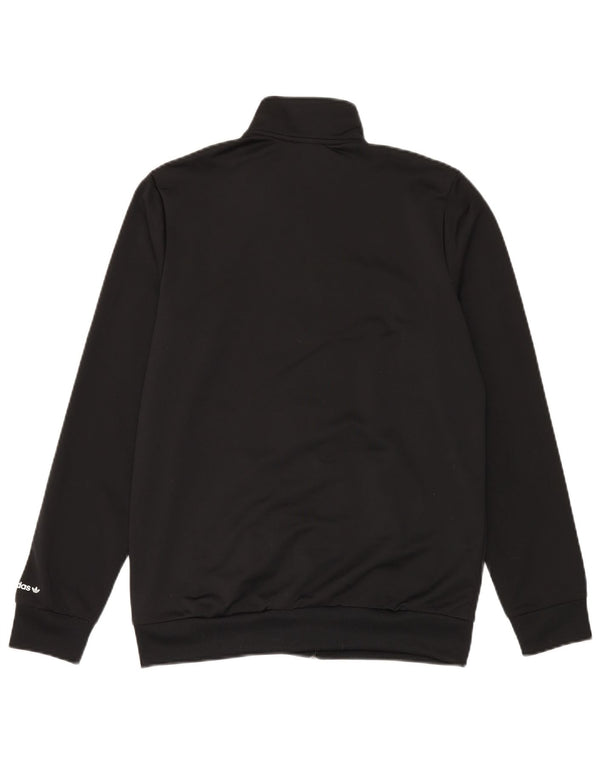 Adidas Boys Tracksuit Top Jacket 15-16 Years Black Polyester