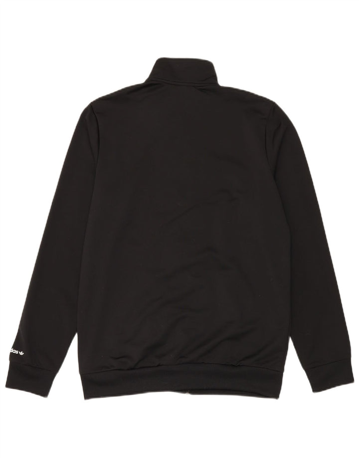 Adidas Boys Tracksuit Top Jacket 15-16 Years Black Polyester