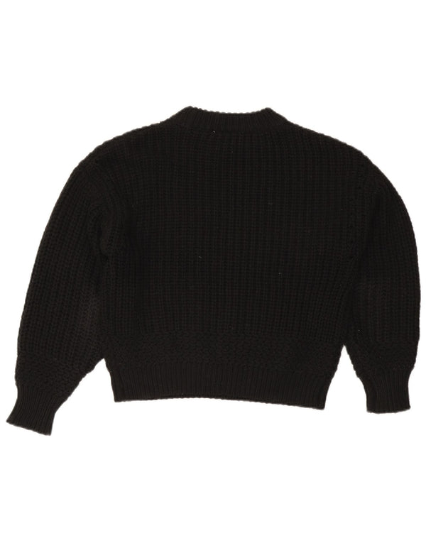 Topshop Womens Oversized Turtle Neck Jumper Sweater UK 6 XS Black Acrylic