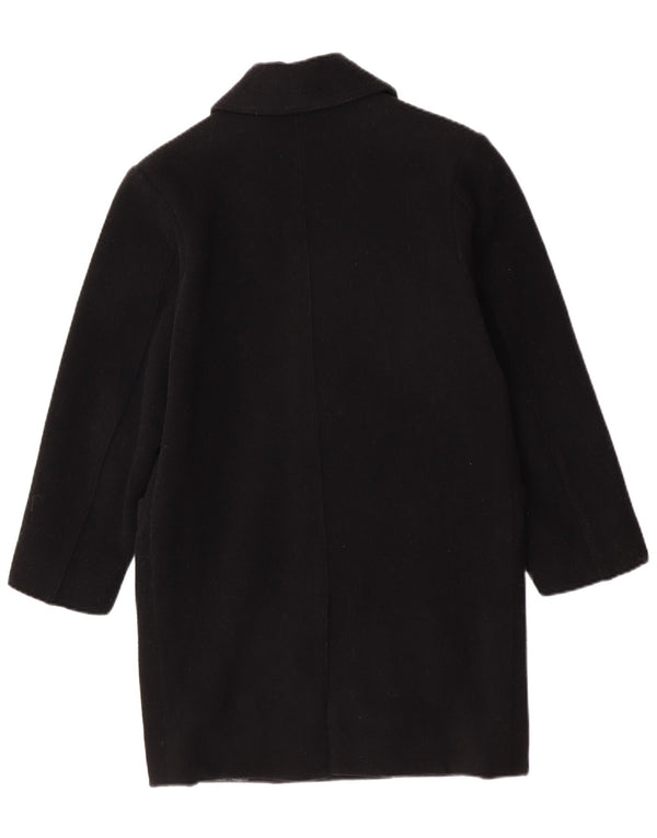 Trussardi Jeans Womens Double Breasted Coat IT 42 Medium Black Virgin Wool