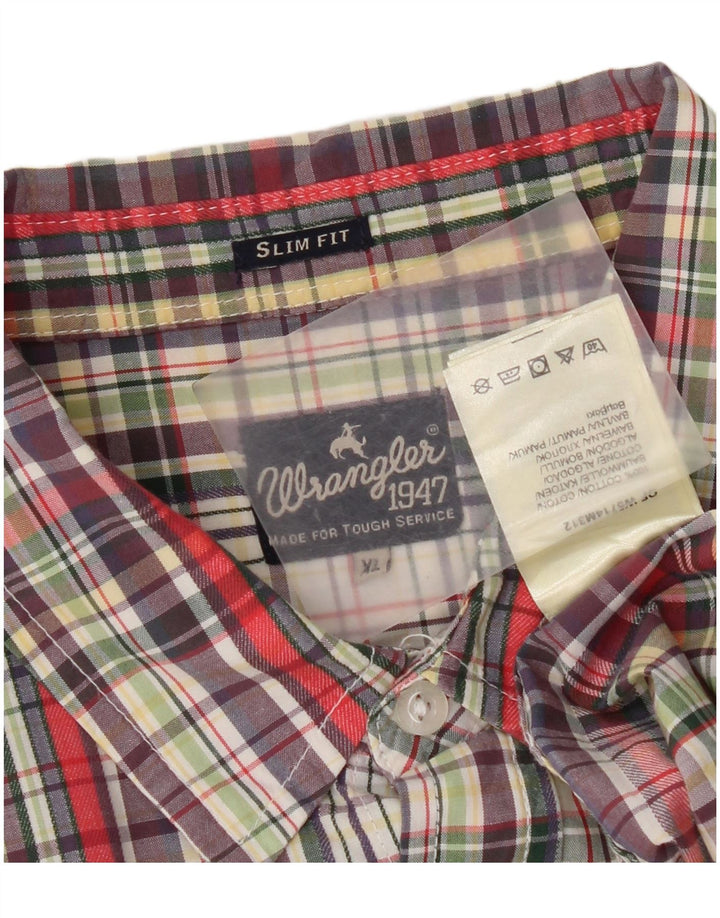 Wrangler Mens Slim Fit Short Sleeve Shirt XL Multicoloured Check Cotton