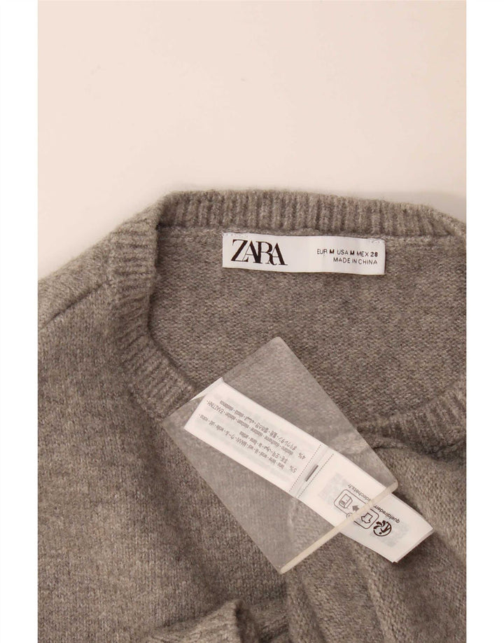 Zara Womens Sleeveless Jumper Dress UK 12 Medium Grey Wool