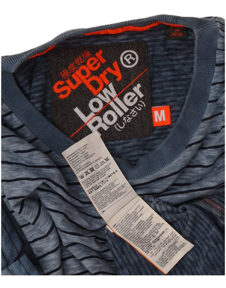 Superdry Mens T-Shirt Top Medium Blue Striped Cotton