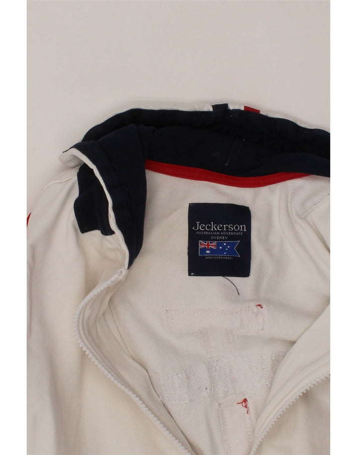 JECKERSON Boys Graphic Zip Hoodie Sweater 9-10 Years White Colourblock