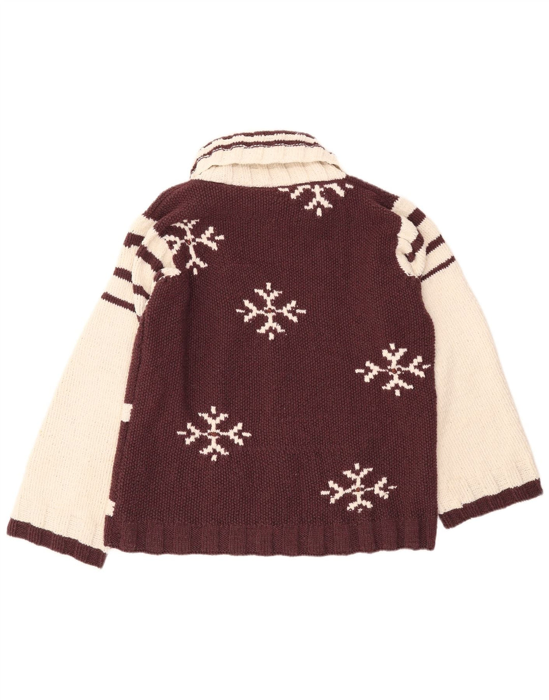Vintage Mens Roll Neck Jumper Sweater Medium Maroon Colourblock Winter