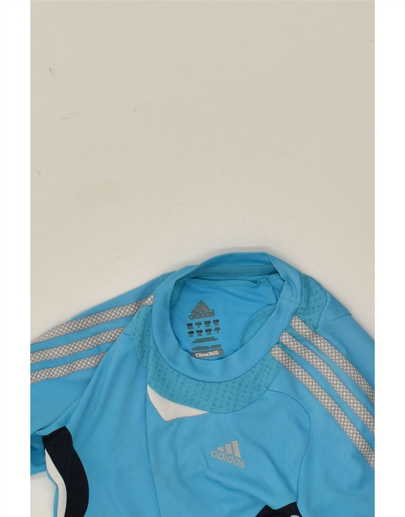 ADIDAS Boys Climacool T-Shirt Top 9-10 Years Blue Colourblock Polyester | Vintage Adidas | Thrift | Second-Hand Adidas | Used Clothing | Messina Hembry 