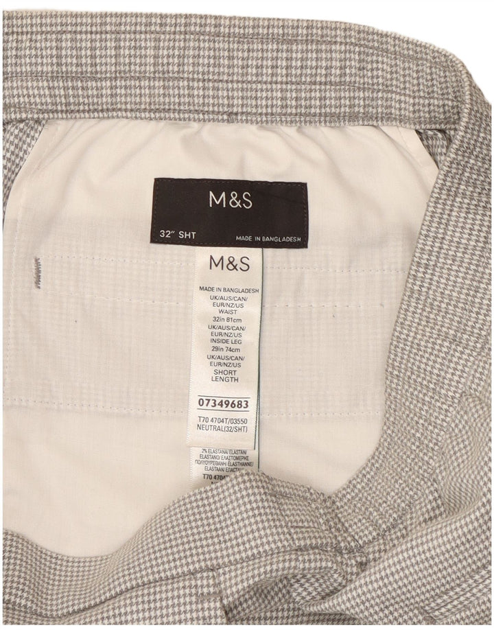Marks & Spencer Mens Straight Suit Trousers W32 L27 Grey Houndstooth