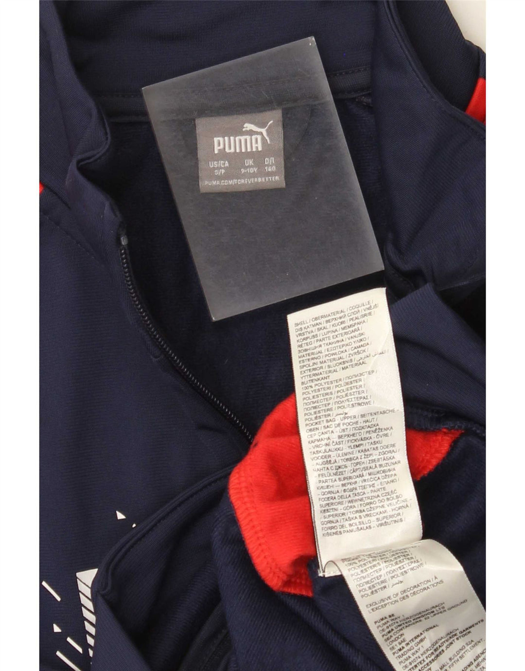 Puma Boys Graphic Tracksuit Top Jacket 9-10 Years Navy Blue Colourblock