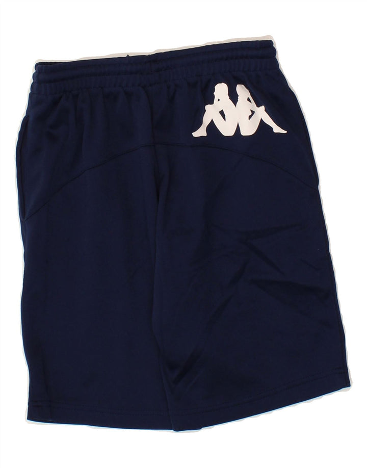 KAPPA Boys Graphic Sport Shorts 7-8 Years Navy Blue Polyester Vintage Kappa and Second-Hand Kappa from Messina Hembry 