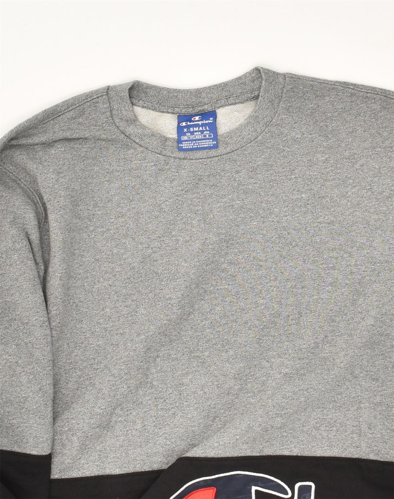 CHAMPION Mens Graphic Sweatshirt Jumper XS Grey Cotton | Vintage Champion | Thrift | Second-Hand Champion | Used Clothing | Messina Hembry 