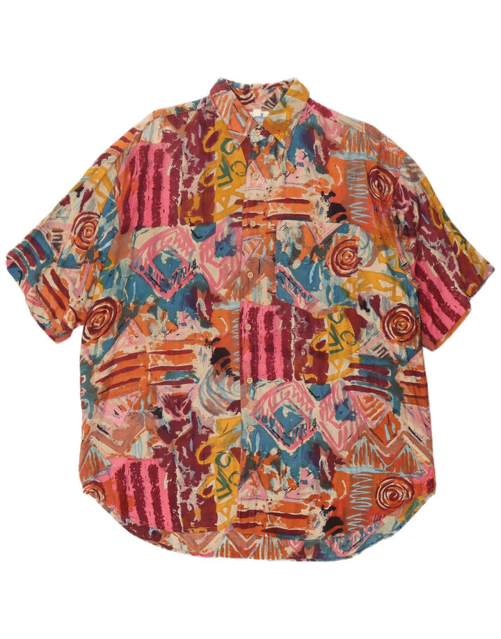AVANTI Mens Short Sleeve Shirt XL Multicoloured Geometric Viscose