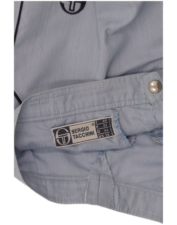 Sergio Tacchini Womens Chino Shorts W28 Medium Blue Pinstripe