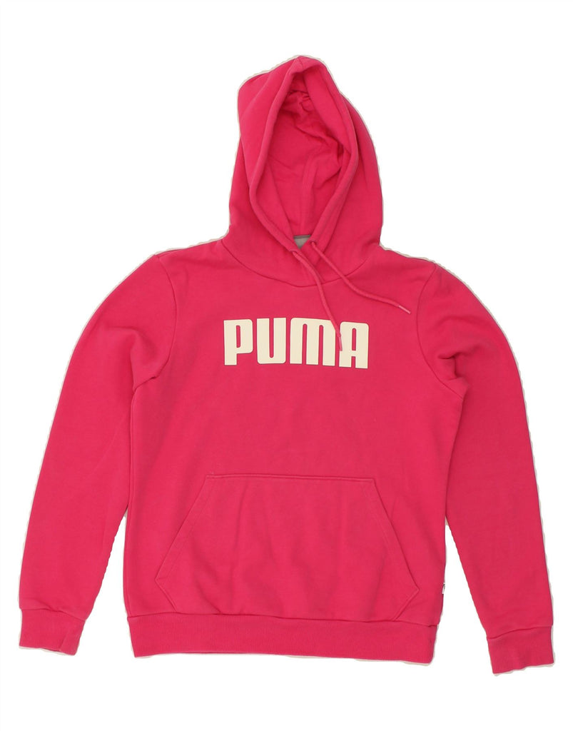 PUMA Womens Graphic Hoodie Jumper UK 12 Medium Pink Cotton Vintage Puma and Second-Hand Puma from Messina Hembry 