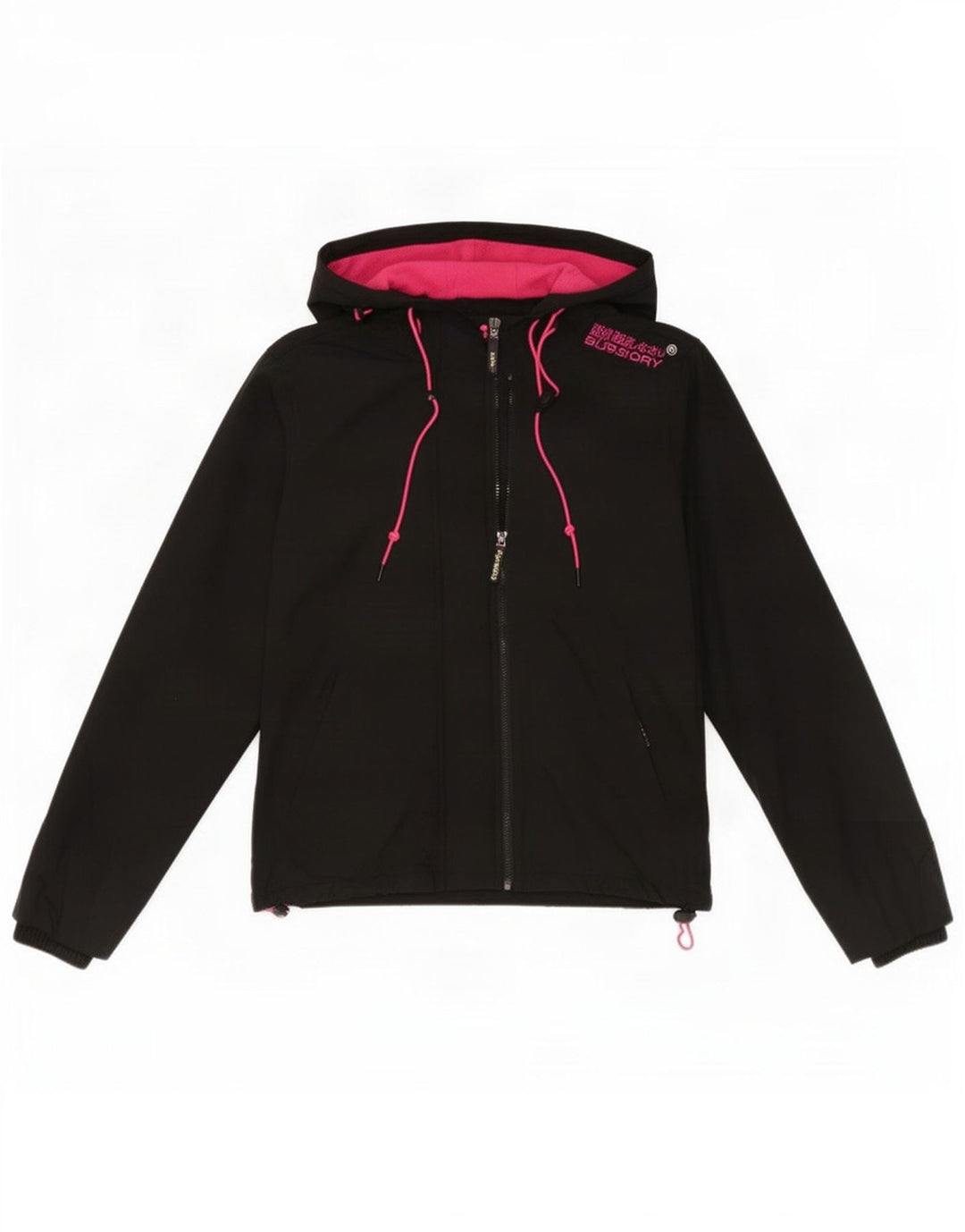 Superdry Womens Hooded Windbreaker Jacket UK 16 Large Black Polyester