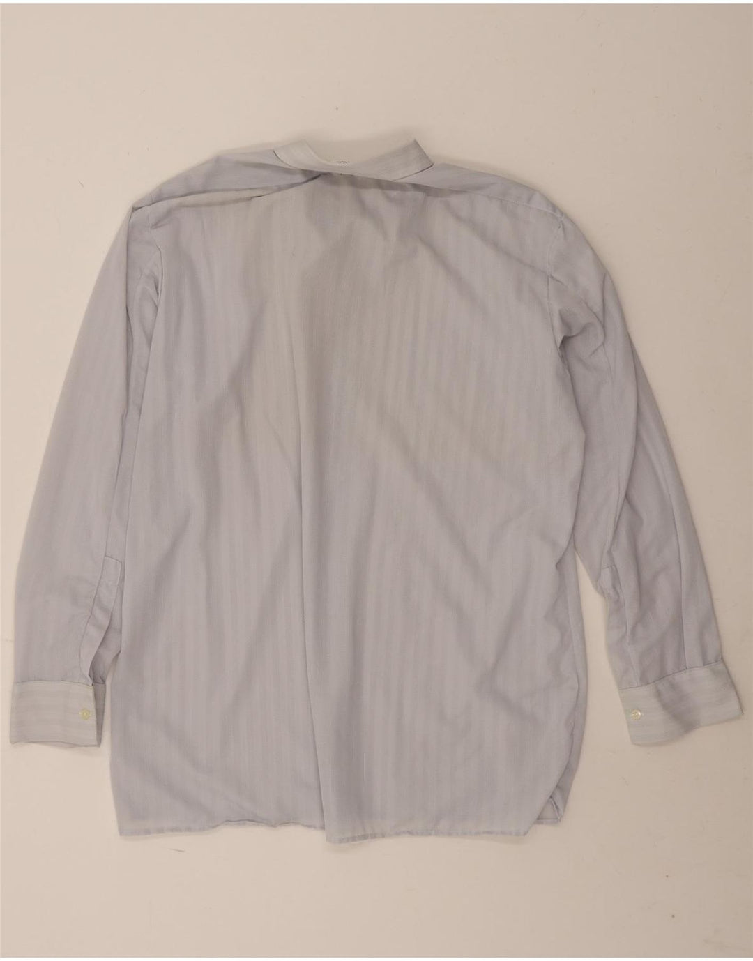 Vintage Mens Shirt Size 42 Large Blue Striped Polyamide